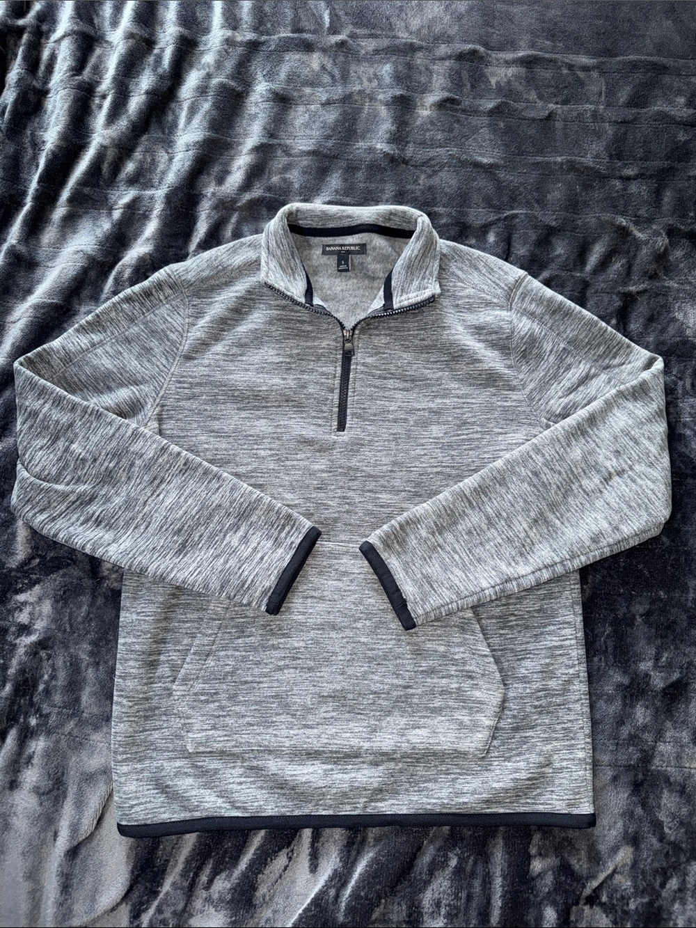 Men's Grey Quarter-Zip Pullover Sweater
